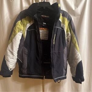 Obermeyer Kids Ski Jacket in Black, Gray, and Green